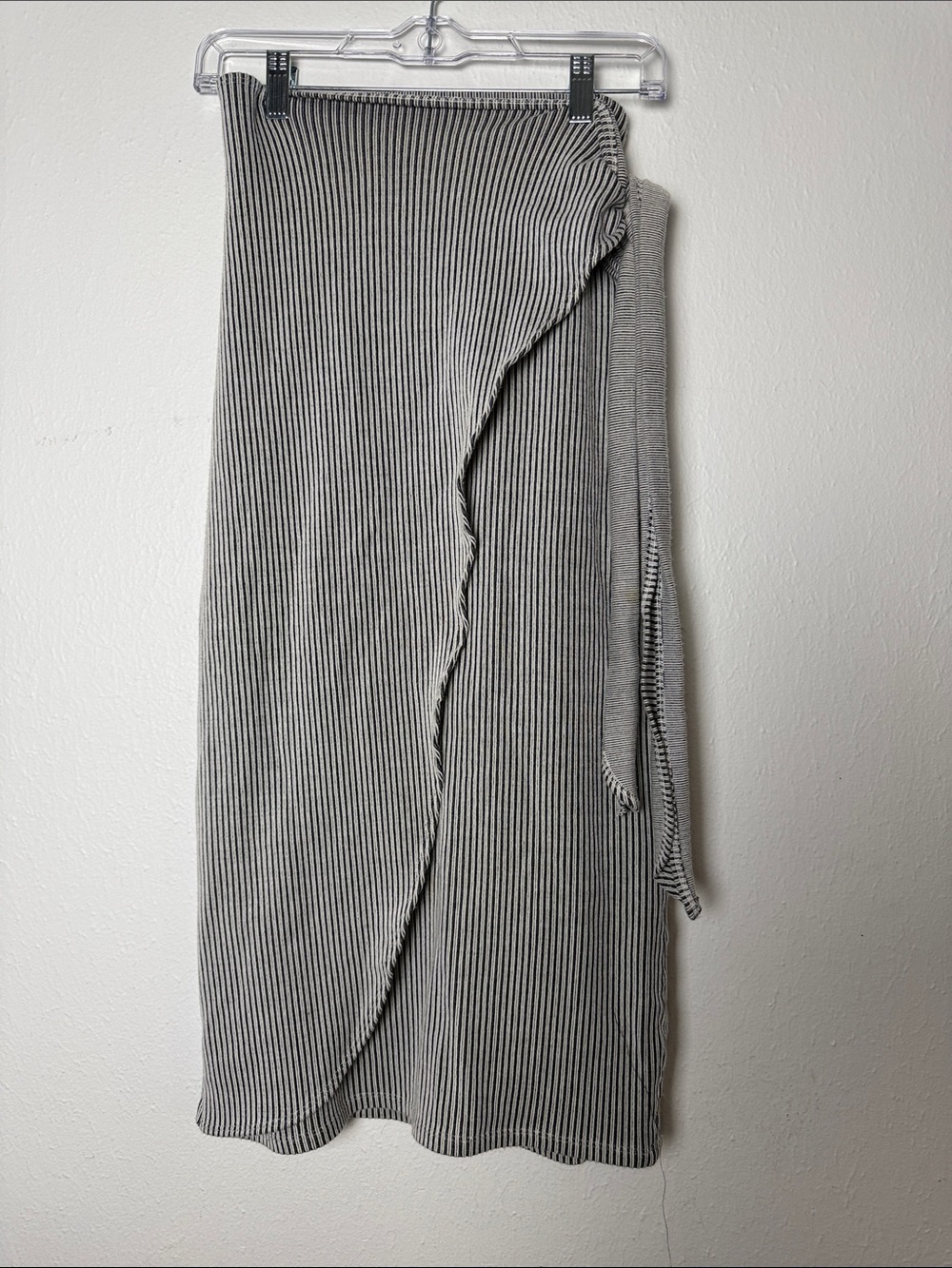 Mara Hoffman Black and White Striped Faux Wrap Skirt